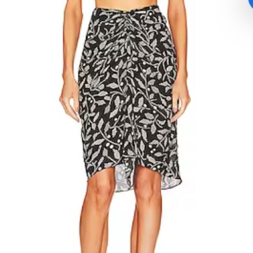 Isabel Marant Étoile Diamiani Geometric Leaf Gathered Skirt Size 2 NWT